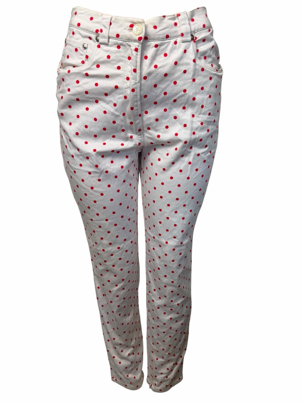 Versus Versace white with red polka dot printed pants size 30